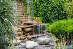 A calming water fountain installed in the backyard